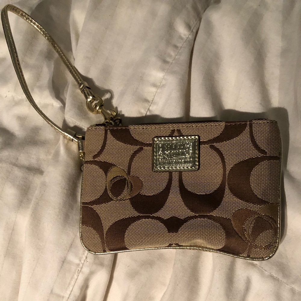 Gold accent coach wristlet
